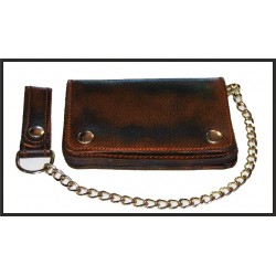 BIKER CHAIN ​​LEATHER WALLET WITH OLD-RAT BROWN