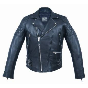 Chaqueta de moto de cuero Alpha Black con armadura para hombre - Brando  Cafe Racer Biker Jacket