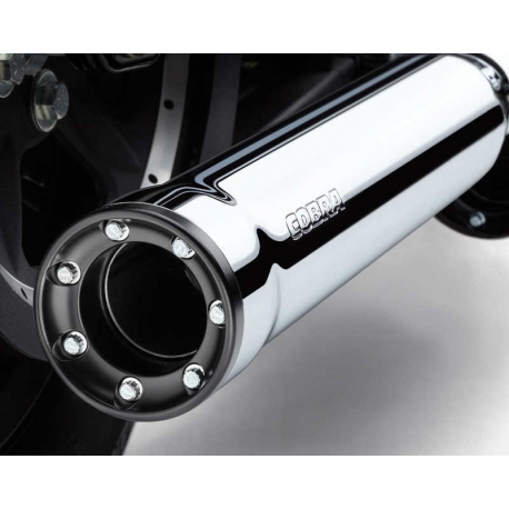 CHROME/BLACK COBRA SPEEDSTER EXHAUST SYSTEM HARLEY DAVIDSON DYNA 12-17