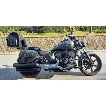 Alforjas moto de cuero para moto custom -desmontable-con-cremallera
